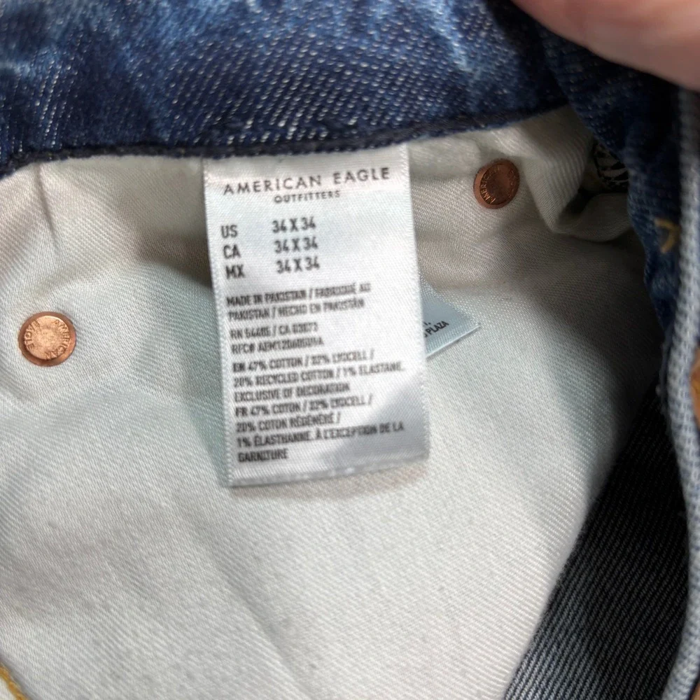 American Eagle Loose Fit Easyflex Jeans Mens 34x34 Medium Wash Wide Leg #1089